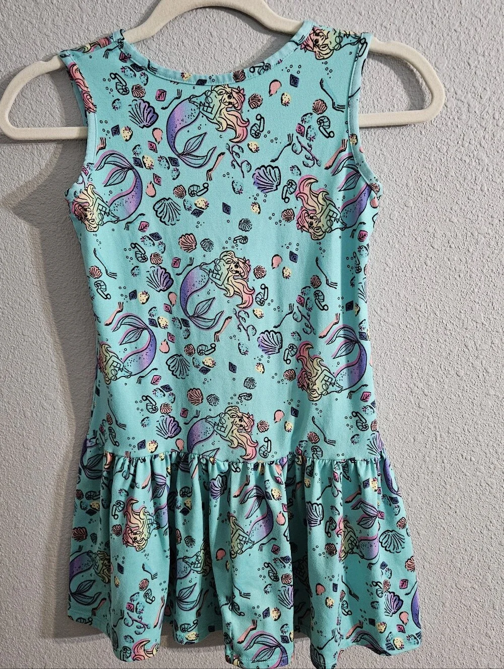 Disney Little Mermaid Print Girls Medium (7-8) Sleeveless Dress